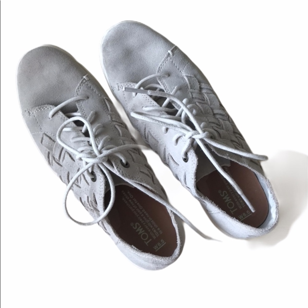 TOMS Grey Woven Lennox Suede Basketweave Sneakers - Picture 5 of 7